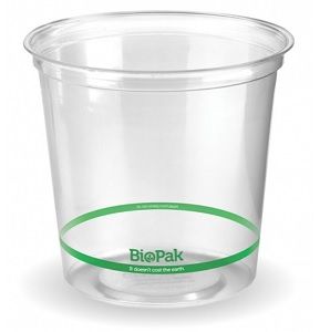 Containers Deli unhinged lid biodegradable clear PLA round 700ml 121mm (D)