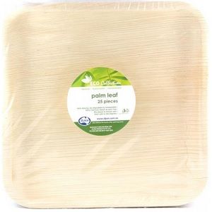 Plates compostable natural palm leaf square 250mm (L) 250mm (W)