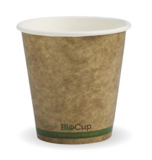 Coffee Cups smooth single wall biodegradable brown/green base line paper 6oz 80mm (D)