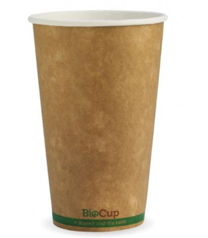 Coffee Cups smooth single wall biodegradable brown/green base line paper 16oz 90mm (D)