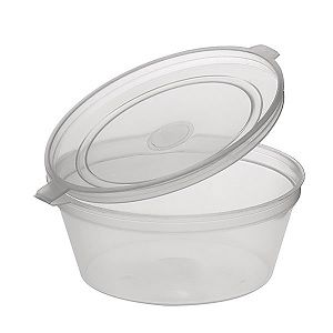 Containers Sauce hinged lid clear plastic round 35ml