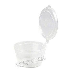 Containers Portion Control hinged lid clear plastic round 50ml