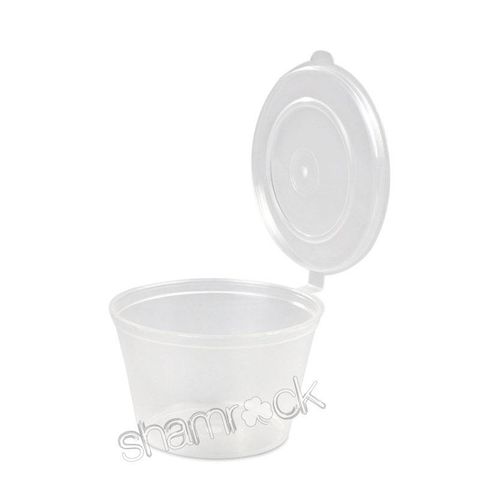 Containers Portion Control hinged lid clear plastic round 70ml