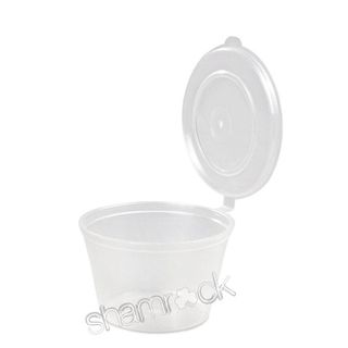 Containers Portion Control hinged lid clear plastic round 70ml