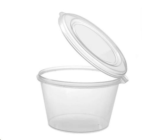 Containers Portion Control hinged lid clear plastic round 50ml