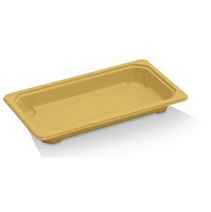 Trays Sushi unhinged biodegradable natural bagasse rectangle 161mm (L) 89mm (W) 21mm (H)