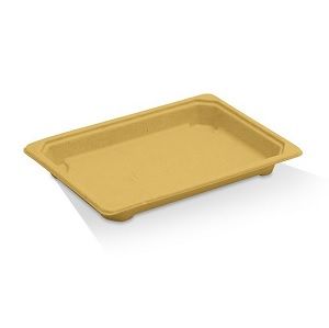 Trays Sushi unhinged biodegradable natural bagasse rectangle 185mm (L) 128mm (W) 20mm (H)