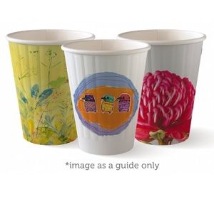 Coffee Cups smooth double wall biodegradable art print series paper 8oz 90mm (D)