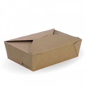 Boxes Lunch hinged recyclable brown cardboard rectangle 197mm (L) 140mm (W) 64mm (H)