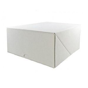 Cake Boxes unlined white corrugated square 210mm (L) 210mm (W) 105mm (H)