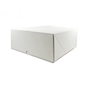 Cake Boxes unlined white corrugated square 260mm (L) 260mm (W) 105mm (H)