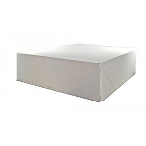 Cake Boxes unlined white corrugated square 305mm (L) 305mm (W) 105mm (H)