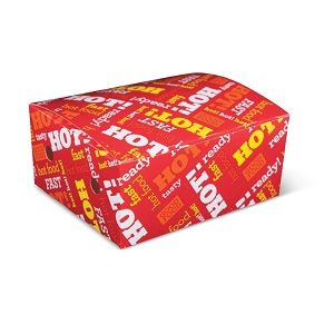 Boxes "Hot Food Fast" hinged recyclable cardboard rectangle 130mm (L) 103mm (W) 57mm (H)