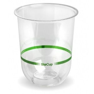 Tumblers round bottom biodegradable clear/green stripe PLA 500ml