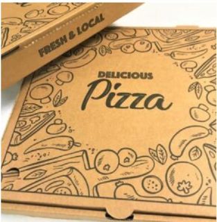 Boxes Pizza "Delicious Pizza" hinged recyclable brown cardboard square 9"