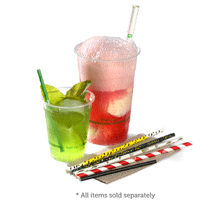Straws Regular striped compostable clear/green paper 6mm (D) 197mm (L) pkt 100