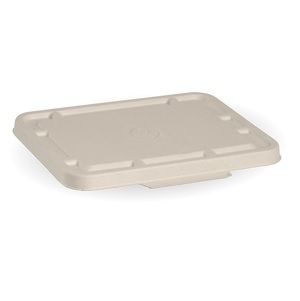Tray Lids 3 Compartment unhinged compostable natural bagasse rectangle 180mm (W) 14.5mm (H)