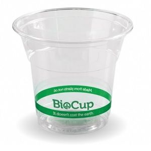 Water/Juice Cups biodegradable clear/green stripe PLA 150ml