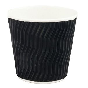 Coffee Cups ripple double wall recyclable black paper 8oz 90mm (D)