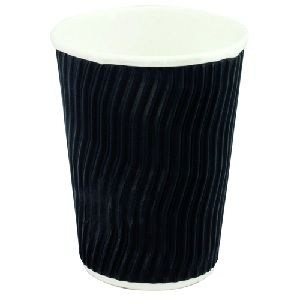 Coffee Cups ripple double wall recyclable black paper 12oz 89mm (D)