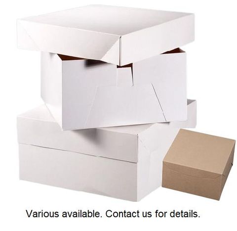 Cake Boxes polylined brown/white milkboard square 150mm (L) 150mm (W) 75mm (H)