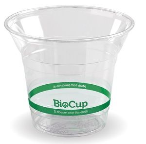 Water/Juice Cups biodegradable clear/green stripe PLA 300ml