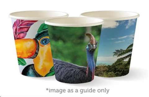 Coffee Cups smooth single wall compostable art print series paper 6oz 80mm (D)
