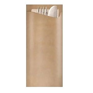 Cutlery Pouches Napkin 3 ply recyclable brown paper