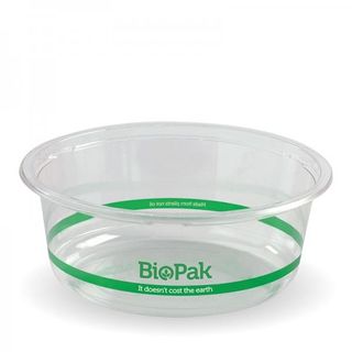 Containers Deli unhinged lid biodegradable clear PLA round 600ml 143mm (D)