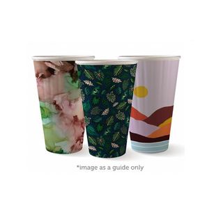 Coffee Cups smooth double wall biodegradable art print series paper 16oz 90mm (D)