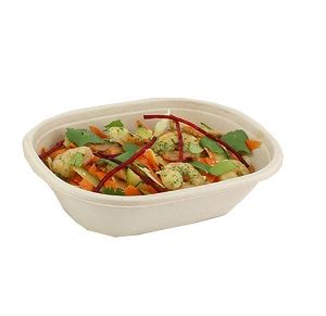 Bowls unhinged flat compostable natural pulp oval 190mm (L) 145mm (W) 50mm (H)