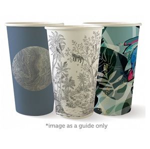 Coffee Cups smooth single wall compostable art print series paper 16oz 90mm (D)