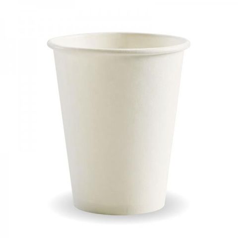 Coffee Cups smooth single wall compostable white paper 8oz 80mm (D)