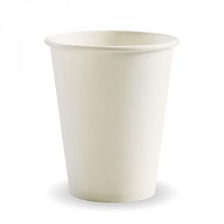 Coffee Cups smooth single wall compostable white paper 8oz 80mm (D)