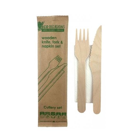 Cutlery Pouches Napkin/knife/fork compostable natural wooden