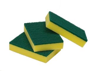 Scourers heavy duty yellow and green 150mm (L) 100mm (W) 30mm (H) pkt 10