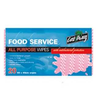 Wipes Multi Purpose antibacterial red heavy duty 530mm (L) 300mm (W) pkt 20