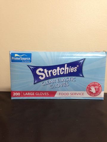 Gloves Single Use stretchy clear polyethylene L