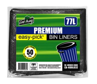 Bin Liners black polyethylene medium density 77L 900mm (L) 740mm (W)