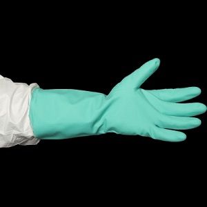 Gloves Flock Lined solvent resistant green nitrile XXL