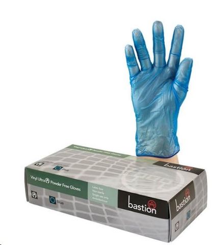Gloves Single Use powder free blue vinyl LARGE pkt 100