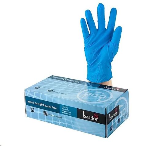 Gloves Single Use powder free soft blue nitrile M pkt 100