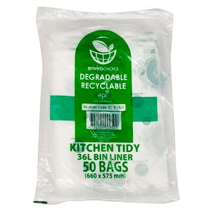 Bin Liners oxo-biodegradable clear medium density 36L 660mm (L) 575mm (W) 50 per roll