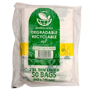 Bin Liners heavy duty oxo biodegradable clear high density 75L 940mm (L) 745mm (W)