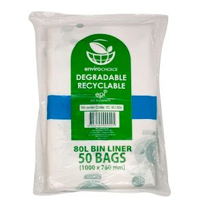 Bin Liners oxo biodegradable clear medium density 80L 1000mm (L) 760mm (W)