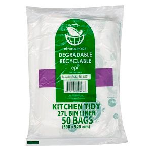 Bin Liners oxo-biodegradable white medium density 27L 590mm (L) 520mm (W)