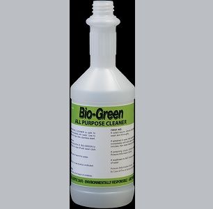 Bottles No Lid "BioGreen All Purpose" label white plastic 750ml