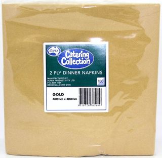 Napkins Dinner 1/4 fold metallic gold 2ply