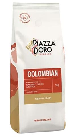 Piazza D'Oro Beans Columbian medium roasted UTZ certified 1000g