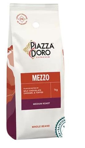 Piazza D'Oro Beans Mezzo medium to dark roasted UTZ certified 1000g